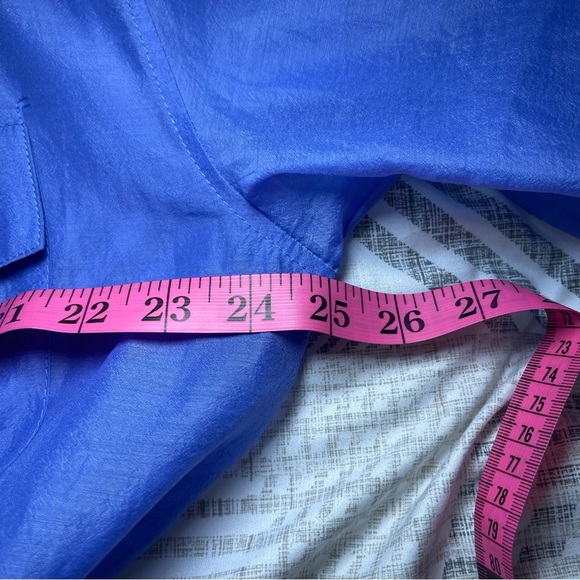 English Factory women’s Sheer Blue belted Button-Up office dress Shirt in sizs M - Picture 10 of 11